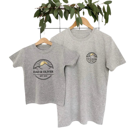 Custom Dad And Baby Name Hiking Matching T Shirt, Personalized Hiking Father Day Matching Family Shirts ET0925