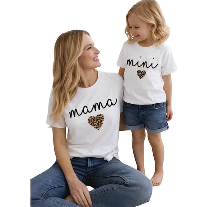 Mama And Mini Leopard Matching T Shirt, Matching Leopard Mother And Daughter Shirts ET0945