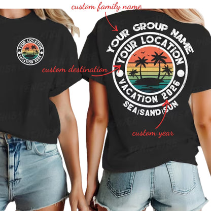 Custom Retro Family Vacation Matching T Shirt, Personalized Family Vacation Shirts ET0193