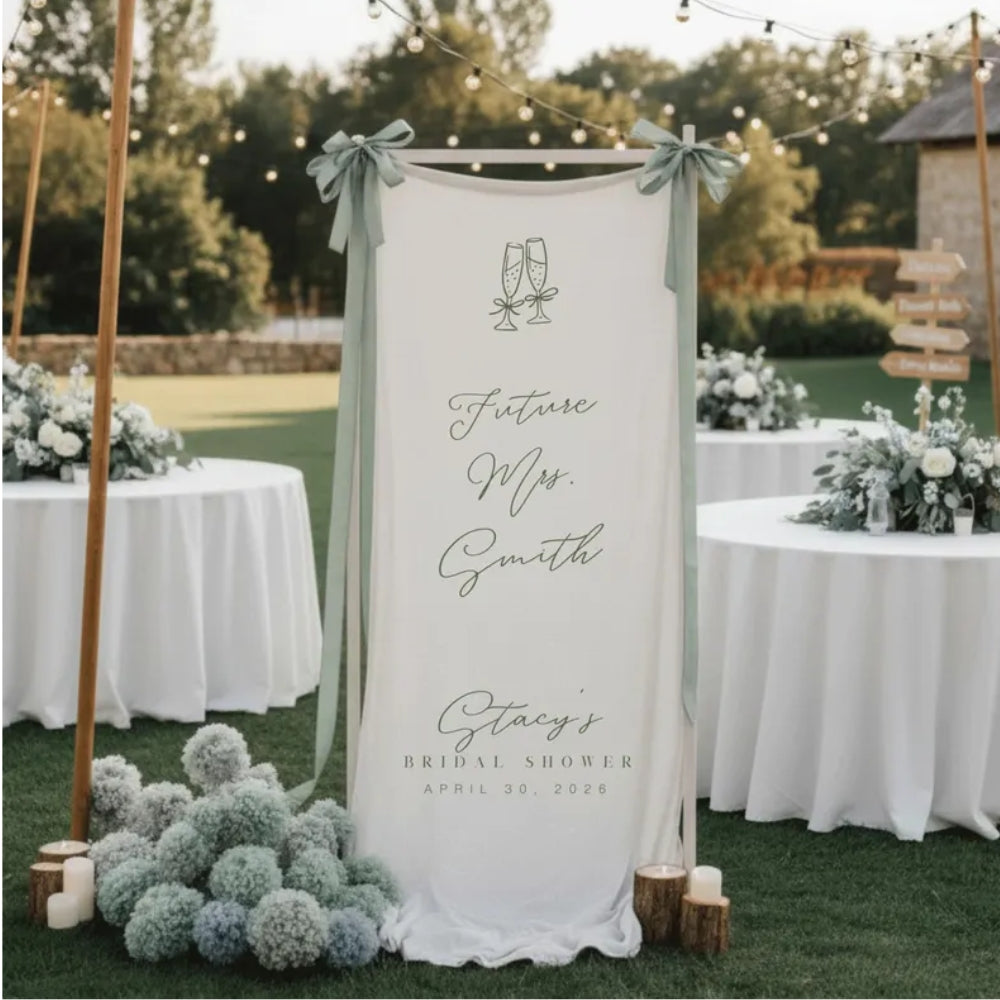 Personalized Future Mrs Bridal Shower Fabric Welcome Banner, Personalized Bridal Shower Welcome Banner WD0259