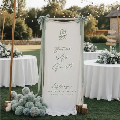 Personalized Future Mrs Bridal Shower Fabric Welcome Banner, Personalized Bridal Shower Welcome Banner WD0259
