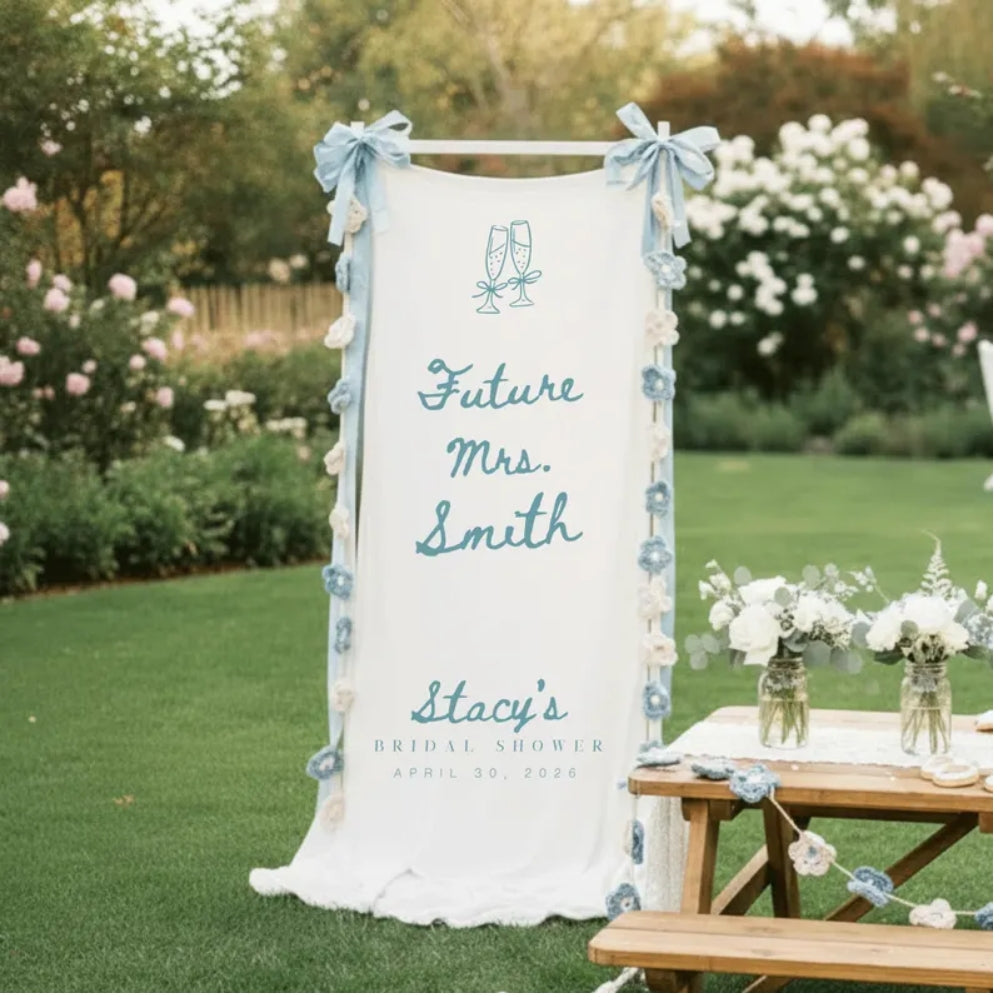 Personalized Future Mrs Bridal Shower Fabric Welcome Banner, Personalized Bridal Shower Welcome Banner WD0259