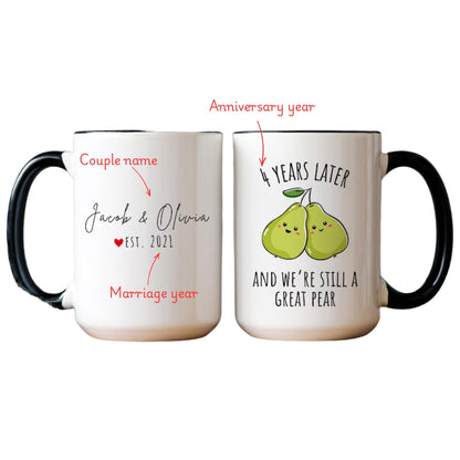 Personalized 4 Years Later And We're Still A Great Pear Wedding Anniversary Mug, Personalized Fruit 4th Anniversary Mug WD0024