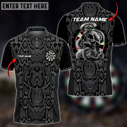 Darts Snake And Skull Pattern Multicolor Options Personalized Name, Team Name 3D Polo Shirt DMO0244