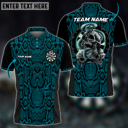 Darts Snake And Skull Pattern Multicolor Options Personalized Name, Team Name 3D Polo Shirt DMO0244