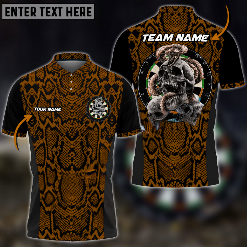 Darts Snake And Skull Pattern Multicolor Options Personalized Name, Team Name 3D Polo Shirt DMO0244