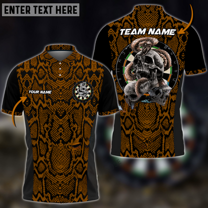 Darts Snake And Skull Pattern Multicolor Options Personalized Name, Team Name 3D Polo Shirt DMO0244