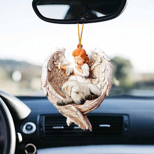 Sleeping Labrador Retriever Protected By Angel Car Hanging Ornament Angel With Dog Ornament OO1059