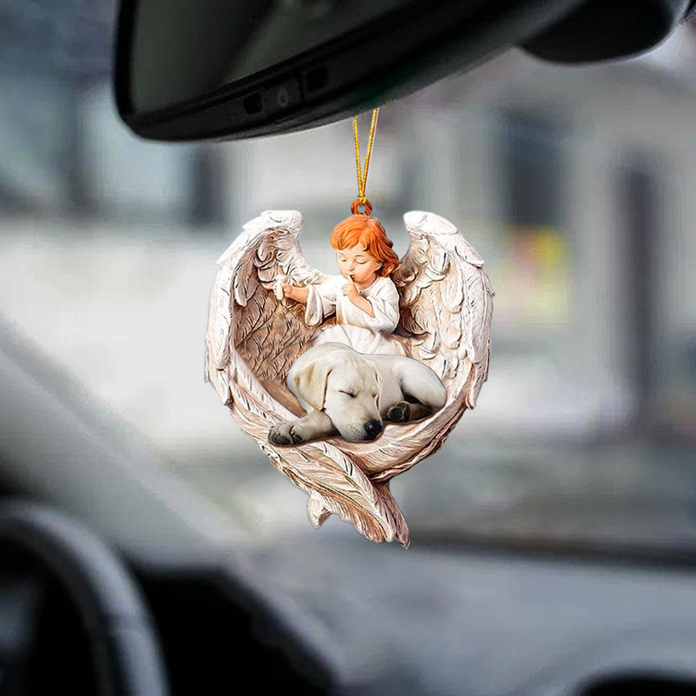 Sleeping Labrador Retriever Protected By Angel Car Hanging Ornament Angel With Dog Ornament OO1059