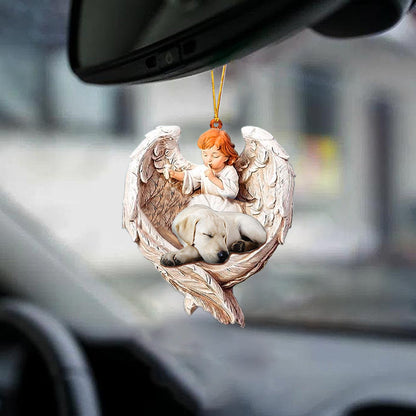 Sleeping Labrador Retriever Protected By Angel Car Hanging Ornament Angel With Dog Ornament OO1059