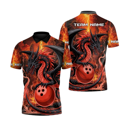 Custom Dragon Thunder Bowling Polo Shirts Mens, Custom Dragon Bowling Shirts For Team BZ1050