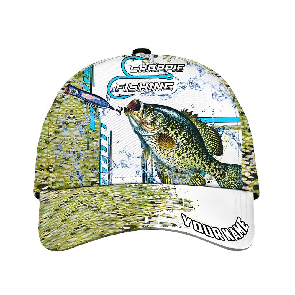 Custom Crappie Fishing Baseball 3D Printed Cap, Custom Crappie Hat For Fisherman CP0685