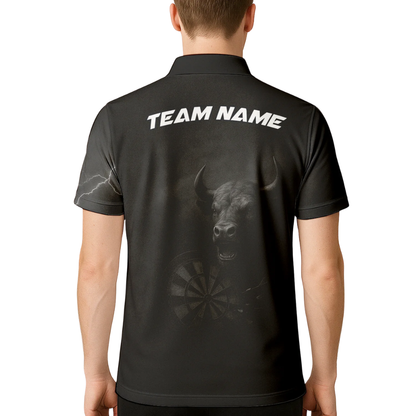 Custom Bull Black Dart Polo Shirt For Men, Custom Bull Darts Team Shirts DZ0110