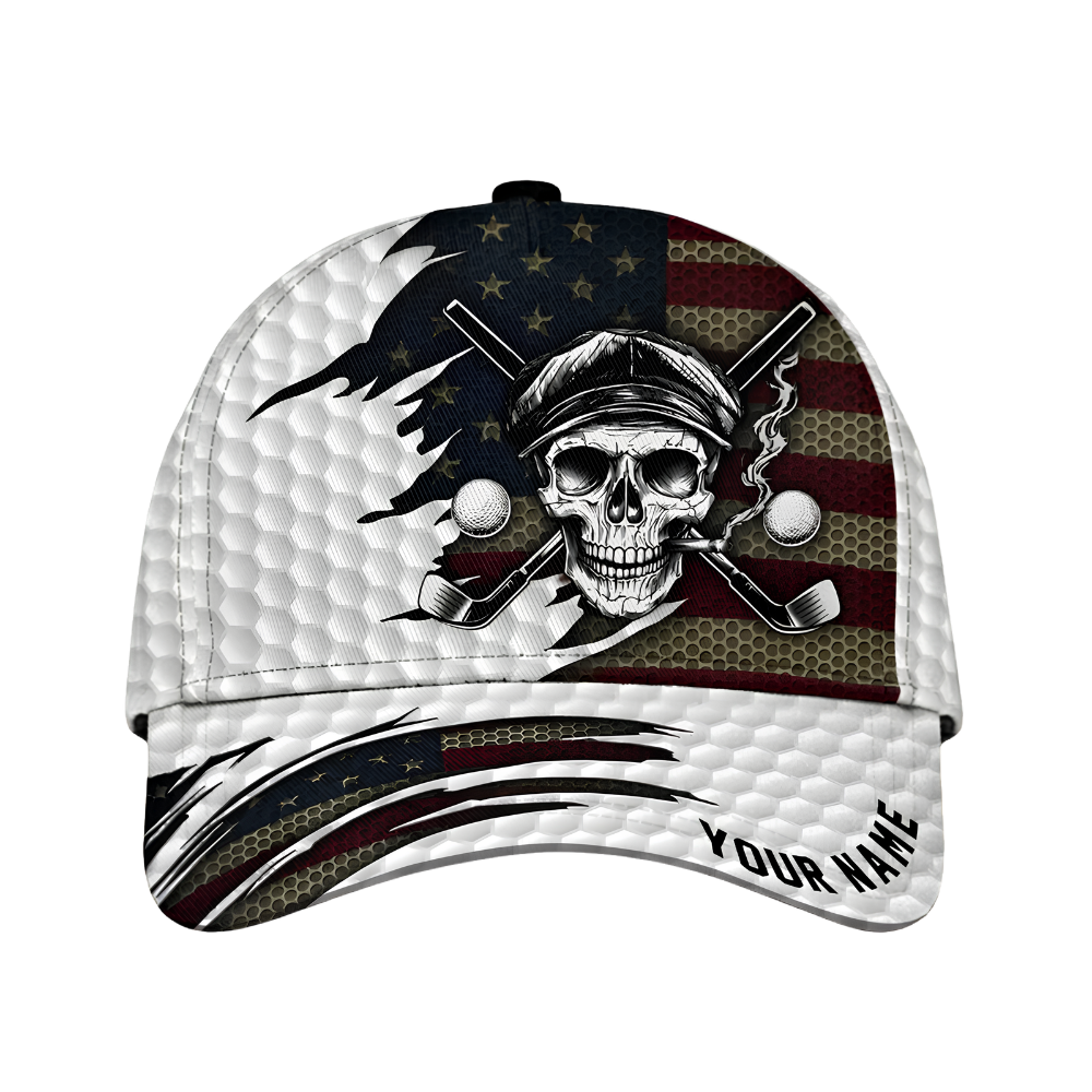 Custom Skull Golf Baseball Cap 3D Printed, Personalized Golf Hat For Golfer CP0667