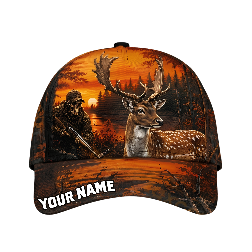 Custom Fallow Deer Skull Hunting Baseball Cap, Custom Deer Hunting Cap Hat For Hunter CP0688