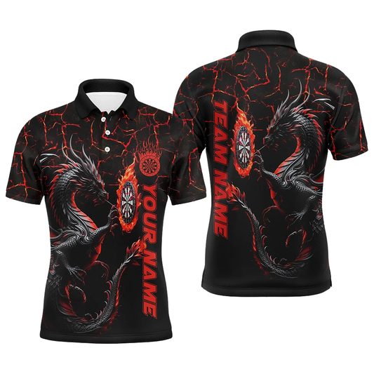 Custom Dragon Magma Red Darts Polo Shirt For Men, Custom Dragon Team Dart Shirts DZ0119