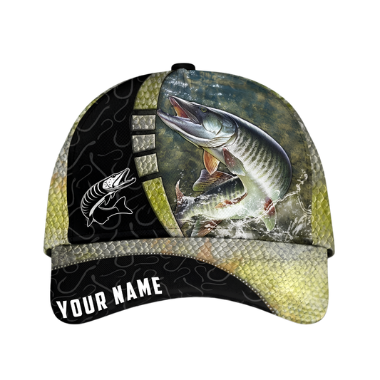 Custom Musky Fishing Baseball Cap, Personalized Muskie Hat For Fishing Lover CP0687