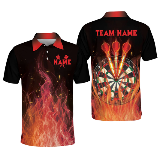 Custom Flame Dartboard Darts Polo Shirt For Men, Custom Flame Dart Team Shirts DZ0099