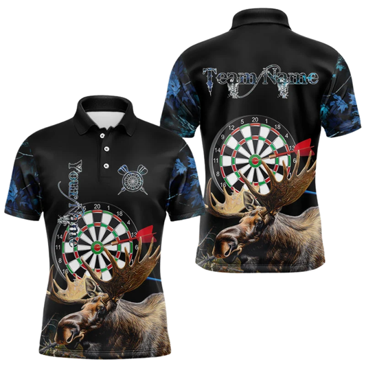 Custom Moose Dartboard Men's Dart Polo Shirt, Custom Moose Dart Team Shirts DZ0136