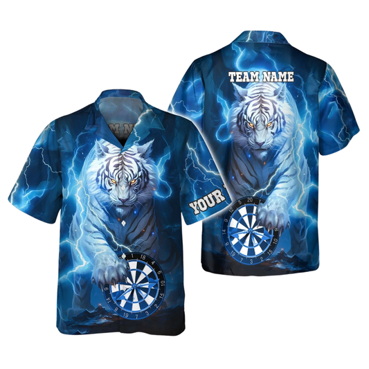 Custom Tiger Thunder Lighting Dart Hawaiian Shirt For Men, Custom Tiger Darts Team Shirt DZ0133