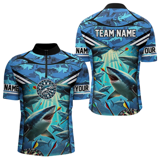 Custom Shark Ocean Darts Jersey For Men, Custom Shark Dart Team Shirts DZ0125