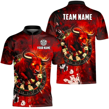 Custom Bull Blue Darts Jersey For Men, Custom Bull Dart Team Shirts DZ0104