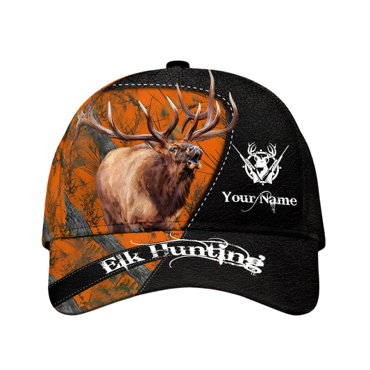 Elk Hunting Custom Name Baseball Cap 3D Printed, Custom Deer Hunter Cap Hat CP0679