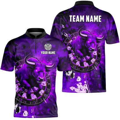 Custom Bull Blue Darts Jersey For Men, Custom Bull Dart Team Shirts DZ0104