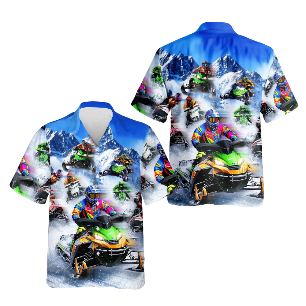 Men's Snowmobile Racing Hawaiian Shirt, Snowmobile Player Hawaiian Shirt HE0661