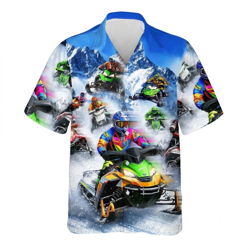 Men's Snowmobile Racing Hawaiian Shirt, Snowmobile Player Hawaiian Shirt HE0661
