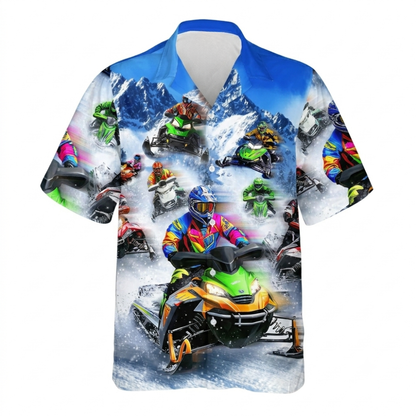 Men's Snowmobile Racing Hawaiian Shirt, Snowmobile Player Hawaiian Shirt HE0661
