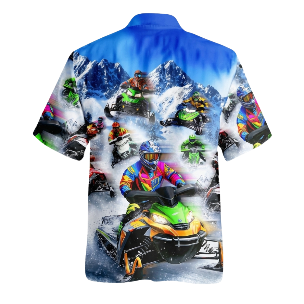 Men's Snowmobile Racing Hawaiian Shirt, Snowmobile Player Hawaiian Shirt HE0661