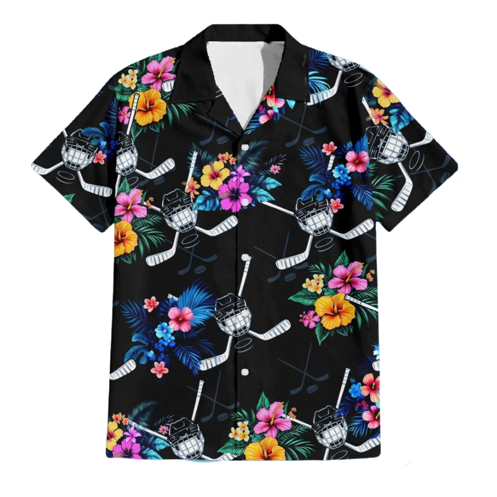 Tropical Hockey Men's Hawaiian Shirt, Hockey Lover Hawaiian Shirt HE0662