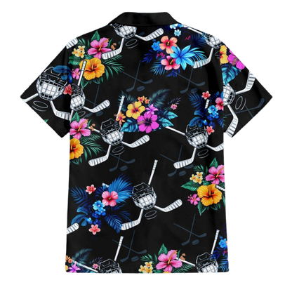 Tropical Hockey Men's Hawaiian Shirt, Hockey Lover Hawaiian Shirt HE0662