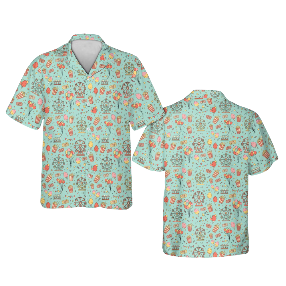 Ferris Wheel Popcorn Hawaiian Shirt For Men Women, Festival Hawaiian Shirt HE0663