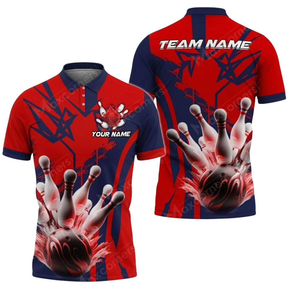 Custom Team Purple Bowling Polo Shirt For Men, Custom Bowling Shirts BZ0810