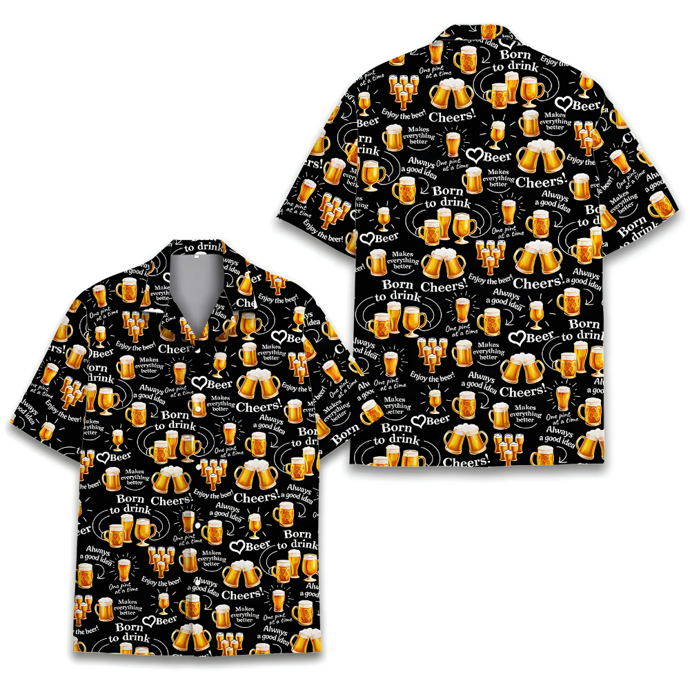 Born To Drink Beer Hawaiian Shirt For Men, Funny Beer Lover Hawaiian Shirt HE0635