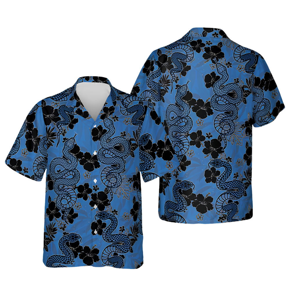 Snake Blue Hibiscus Hawaiian Shirt For Men Women, Snake Tropical Hawaiian Shirt HE0622