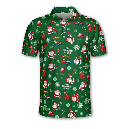 Best Christmas By Par Santa Claus Golf Polo Shirt For Men, Men's Christmas Golf Shirts GM0439