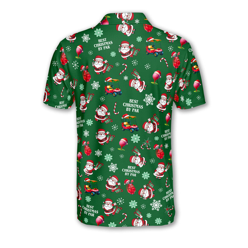 Best Christmas By Par Santa Claus Golf Polo Shirt For Men, Men's Christmas Golf Shirts GM0439