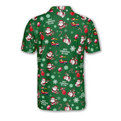 Best Christmas By Par Santa Claus Golf Polo Shirt For Men, Men's Christmas Golf Shirts GM0439