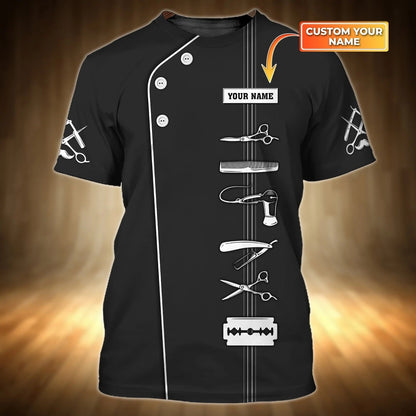 Personalized 3D Printed T Shirt For Barber Shop, Barber Men Shirt, Present To New Barber, Best Barber Gift TO0663