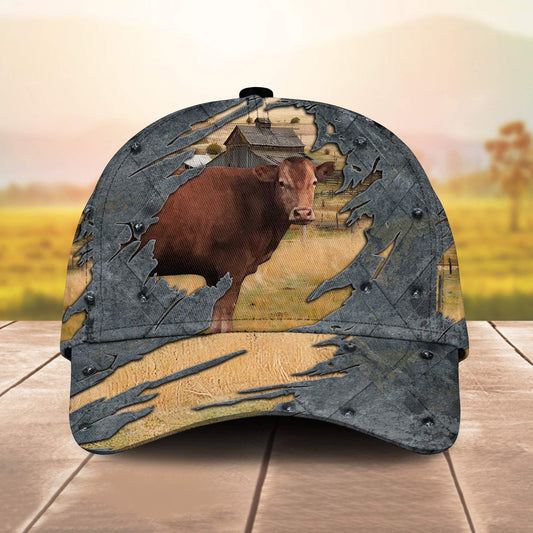 Akaushi Customized Name 3D Cap 3D All Over Print Baseball Cap, Cap For Farm Lovers, Animal Cap, Leather Pattern Cap CA3229