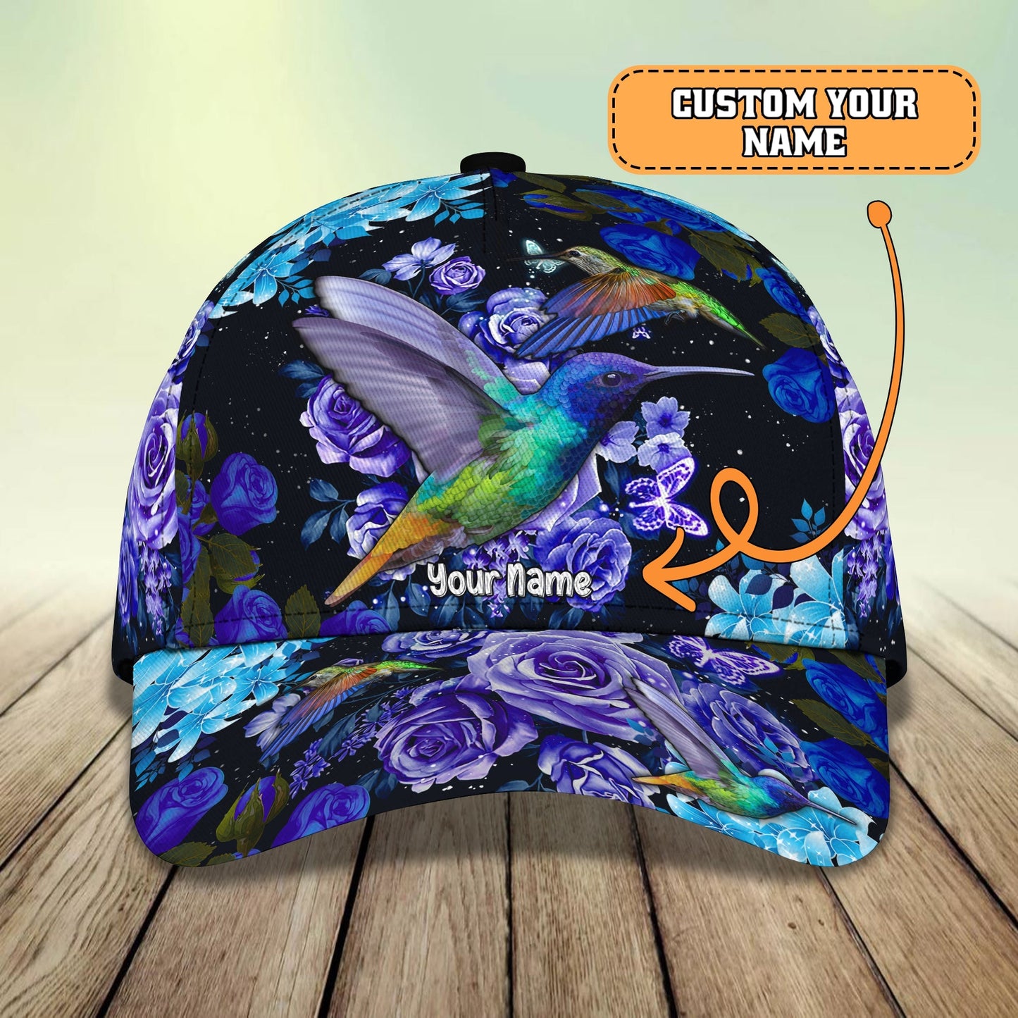 3D Classic Cap Hummingbird 1 Personalized Name Cap Lasfour CA0031