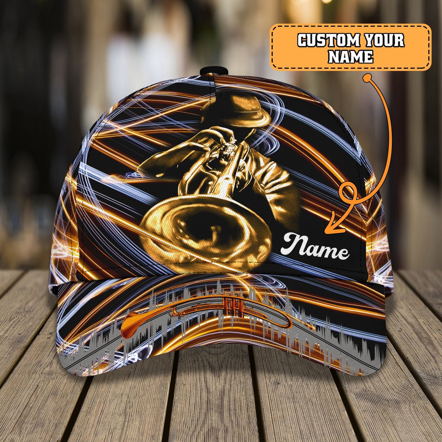 3D Classic Cap Trumpet Personalized Name Cap 72 Lasfour CA1395