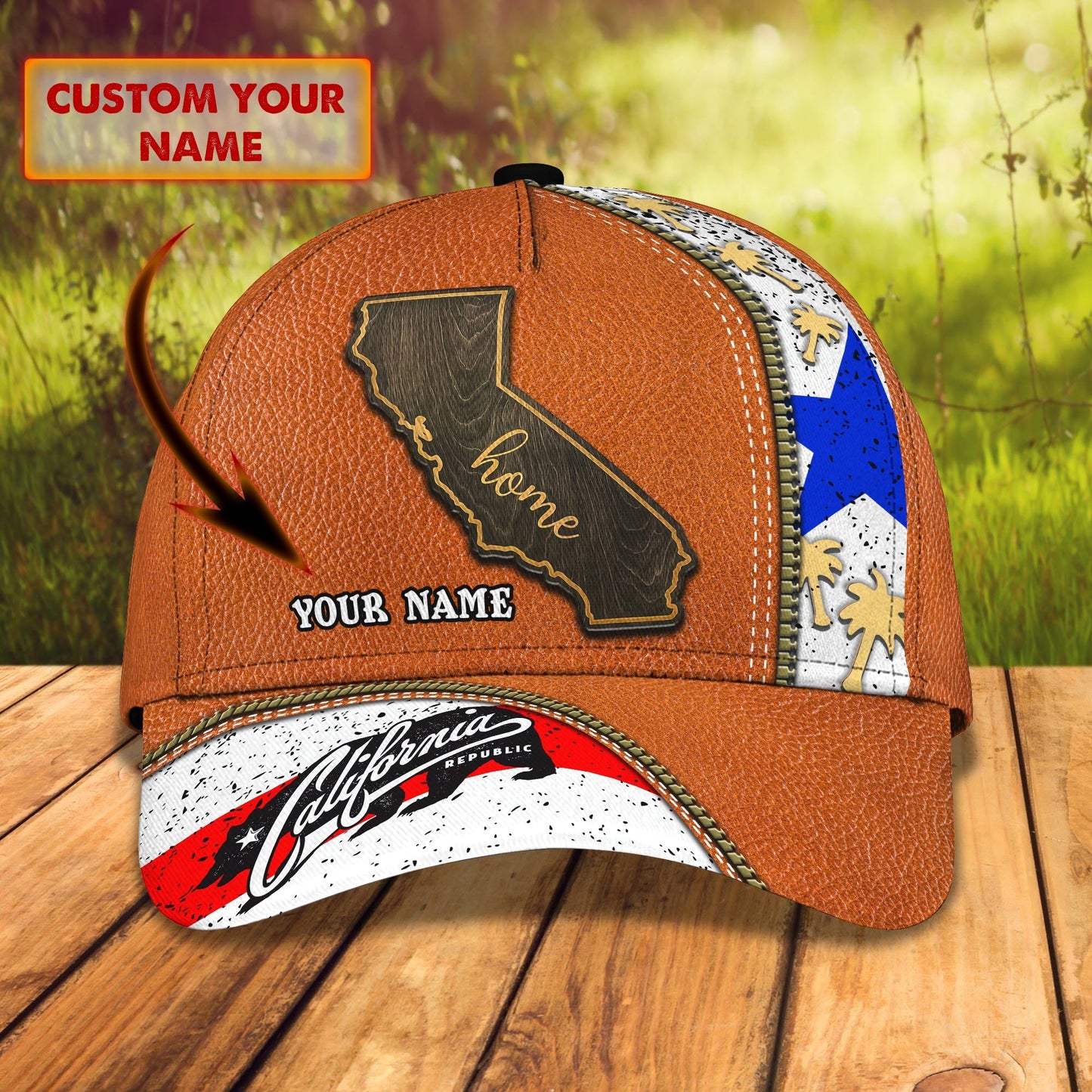 3D Classic Cap California Personalized Name Cap Lasfour CA1491