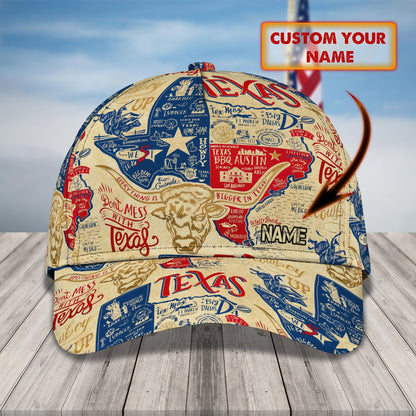3D Classic Cap Texas Personalized Name Cap 138 Lasfour CA1464
