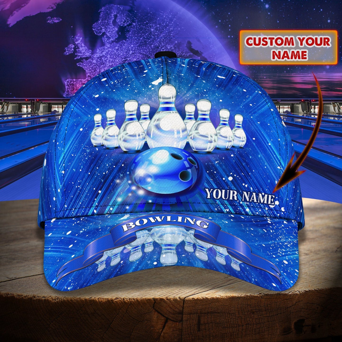 3D Classic Cap Bowling 157Personalize Name Cap S98 Lasfour CA1770