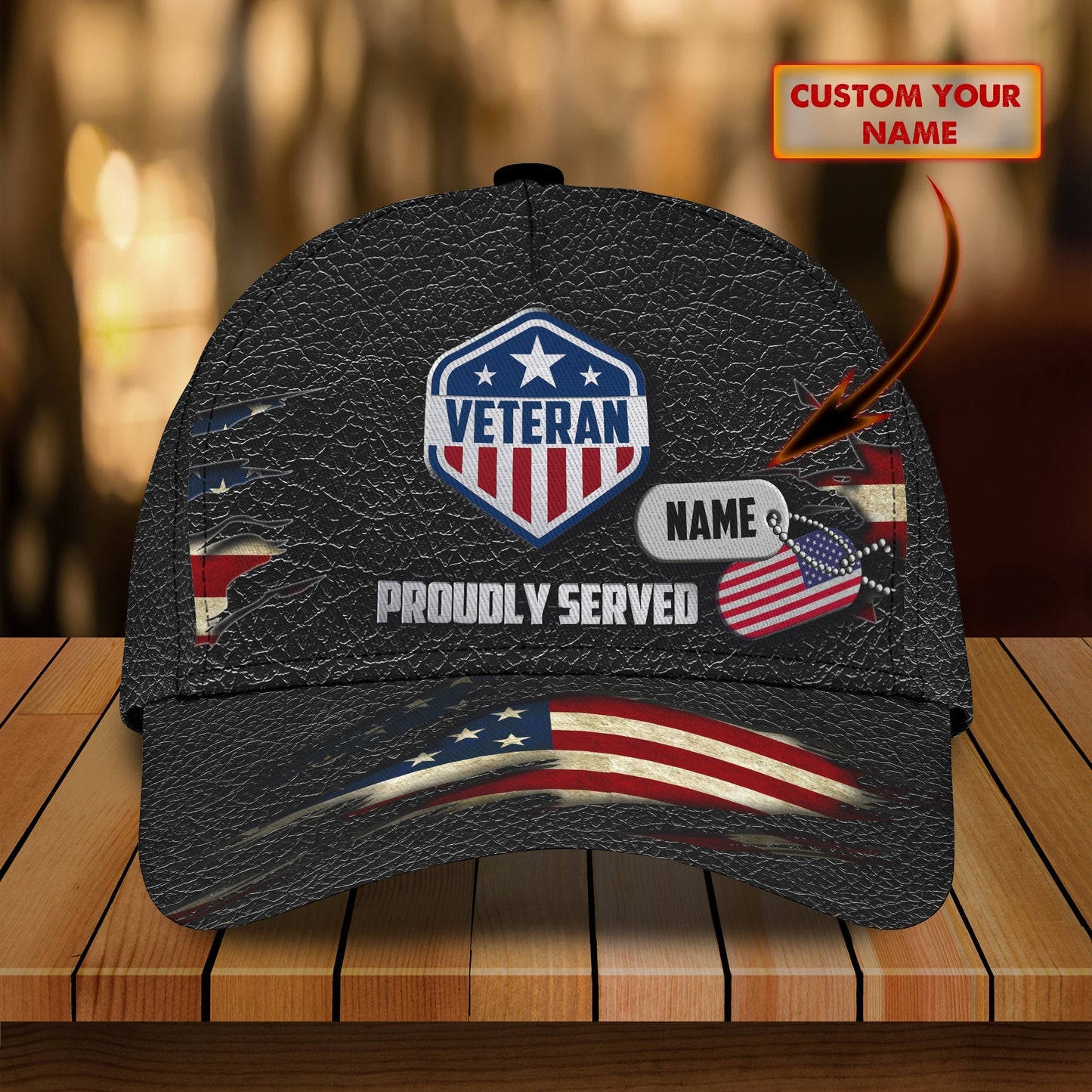 3D Classic Cap Veteran 2 Personalized Name Cap Lasfour CA0711