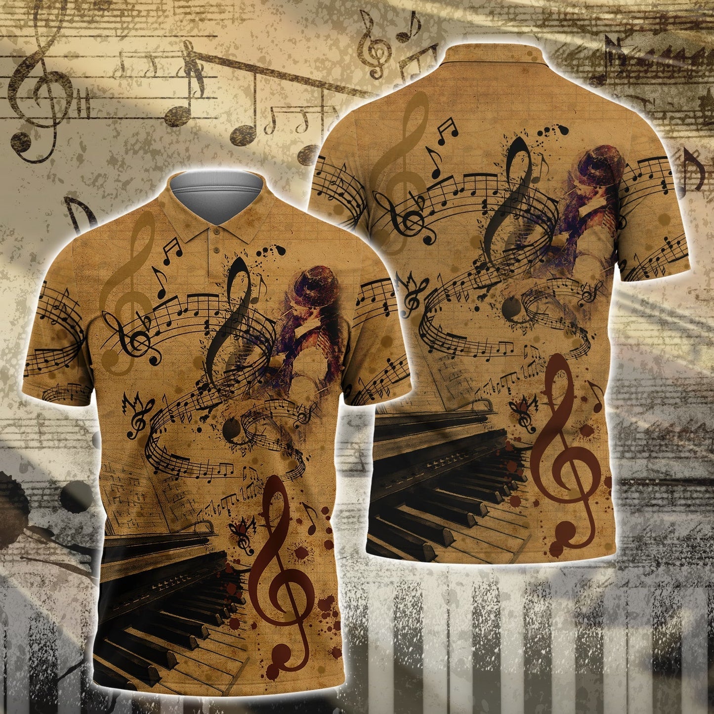 3D Yellow Vintage Piano T Shirt For Pianist Men Women Piano Shirt Gift For Piano Lovers TO1870